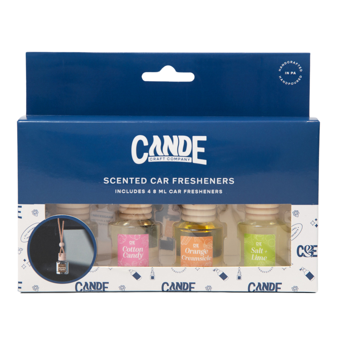 Summer Scents 4 Pack Scented Hanging Refillable Car Freshener Diffusers Scent Bundle