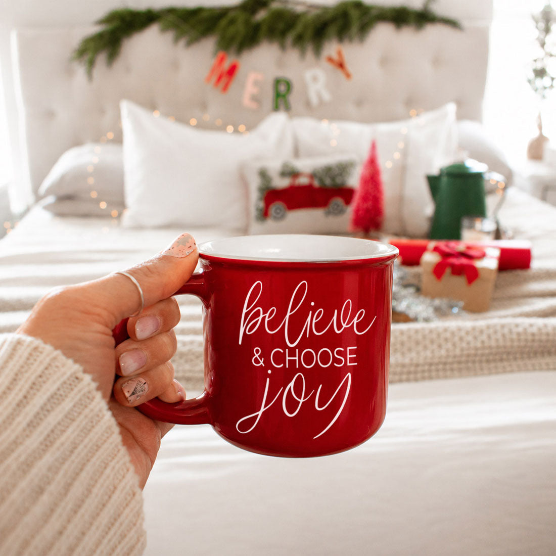 Believe & Joy Christmas Mug PRE-ORDER — Select Your Color
