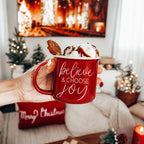 Believe & Joy Christmas Mug PRE-ORDER — Select Your Color