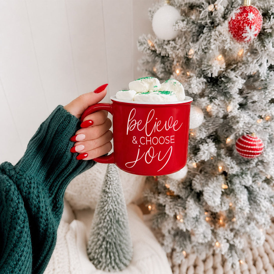 Believe & Joy Christmas Mug PRE-ORDER — Select Your Color