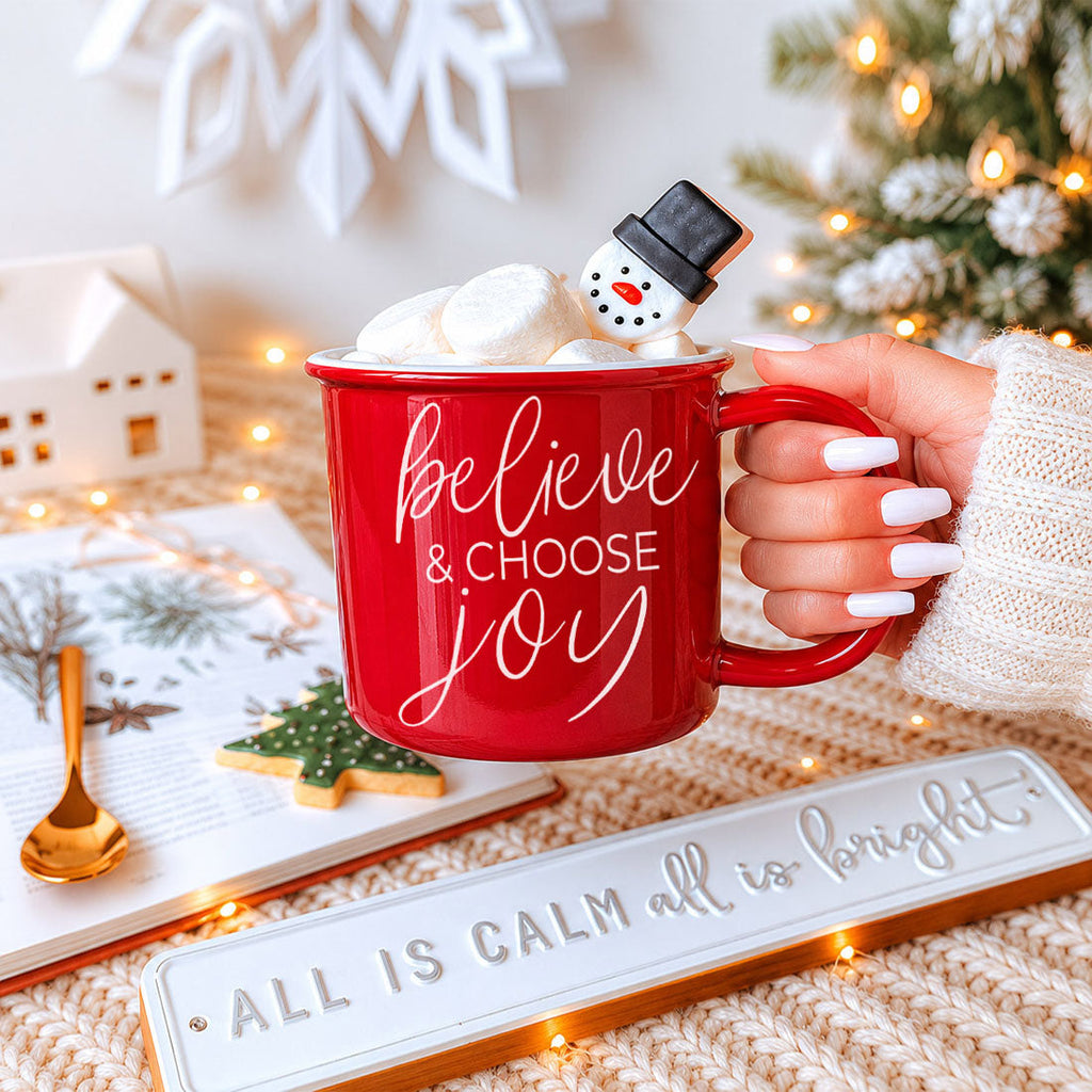 Believe & Joy Christmas Mug PRE-ORDER — Select Your Color