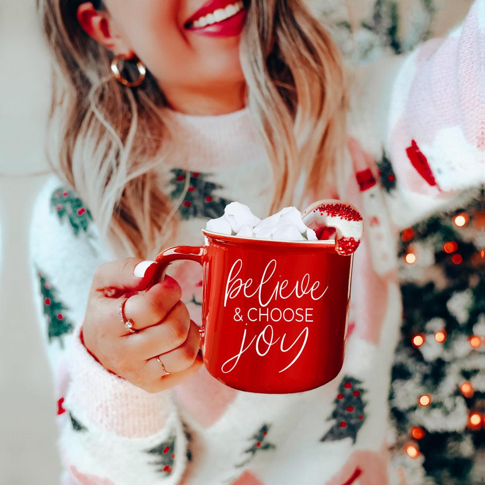 Believe & Joy Christmas Mug PRE-ORDER — Select Your Color