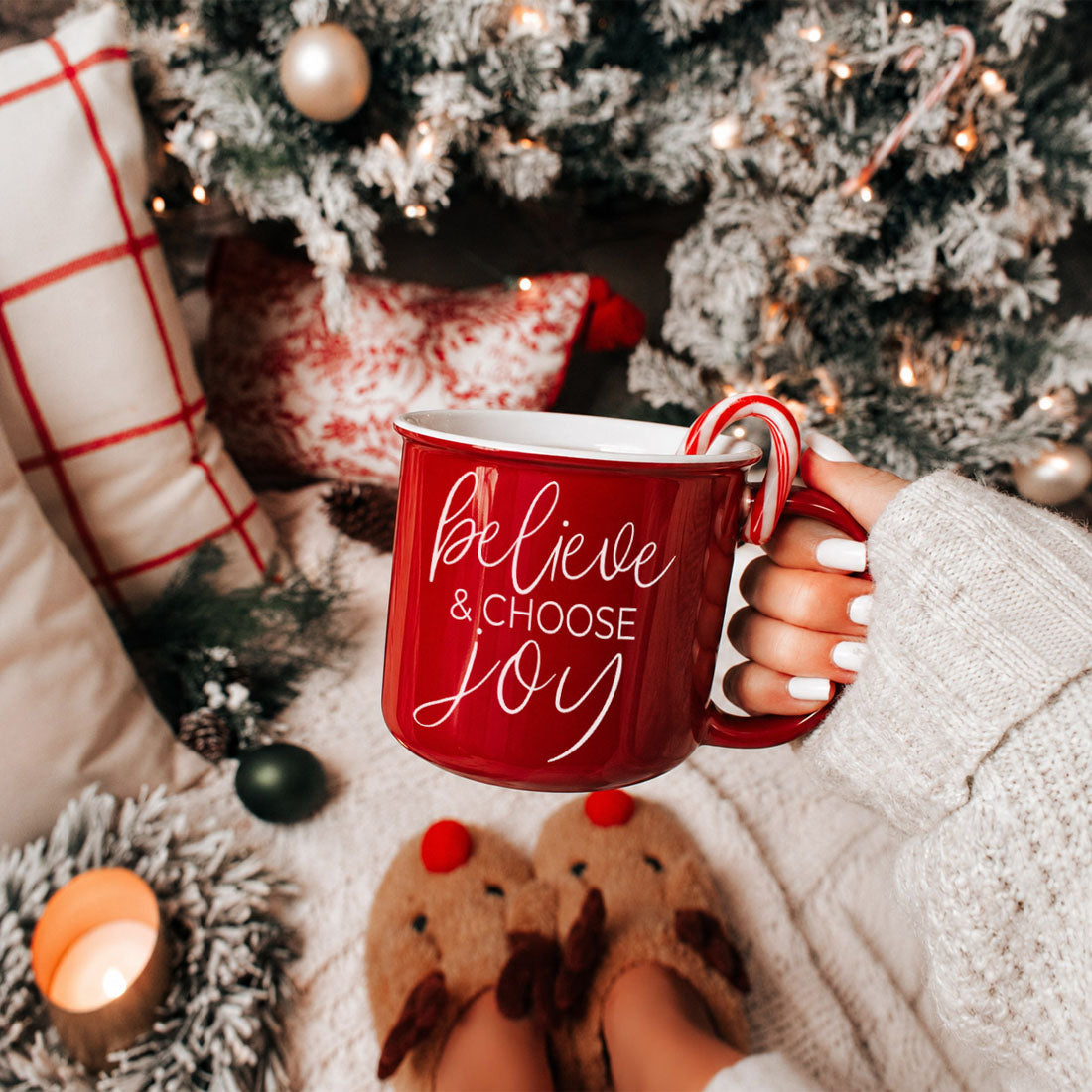 Believe & Joy Christmas Mug PRE-ORDER — Select Your Color