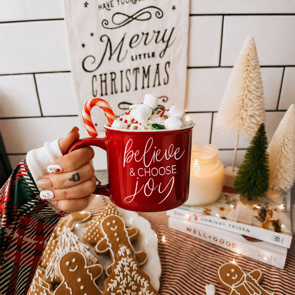 Believe & Joy Christmas Mug PRE-ORDER — Select Your Color