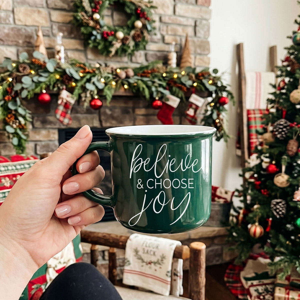 Believe & Joy Christmas Mug PRE-ORDER — Select Your Color