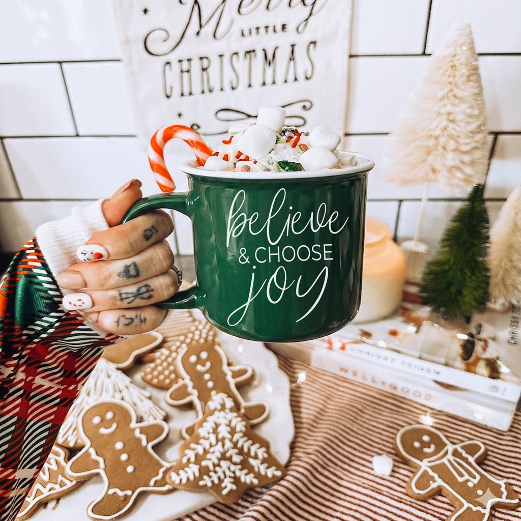 Believe & Joy Christmas Mug PRE-ORDER — Select Your Color