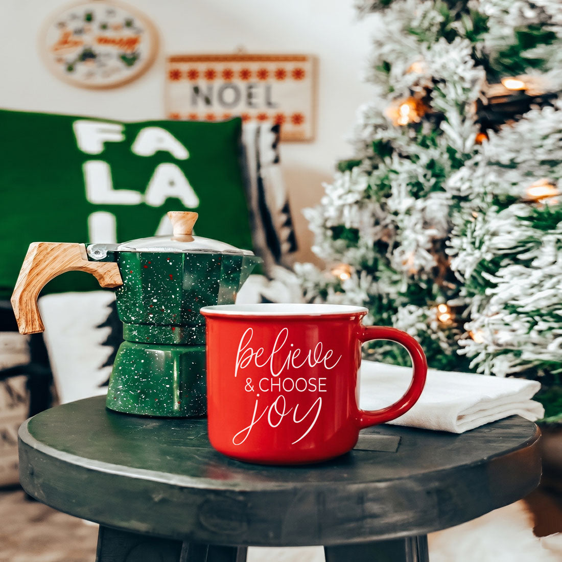 Believe & Joy Christmas Mug PRE-ORDER — Select Your Color