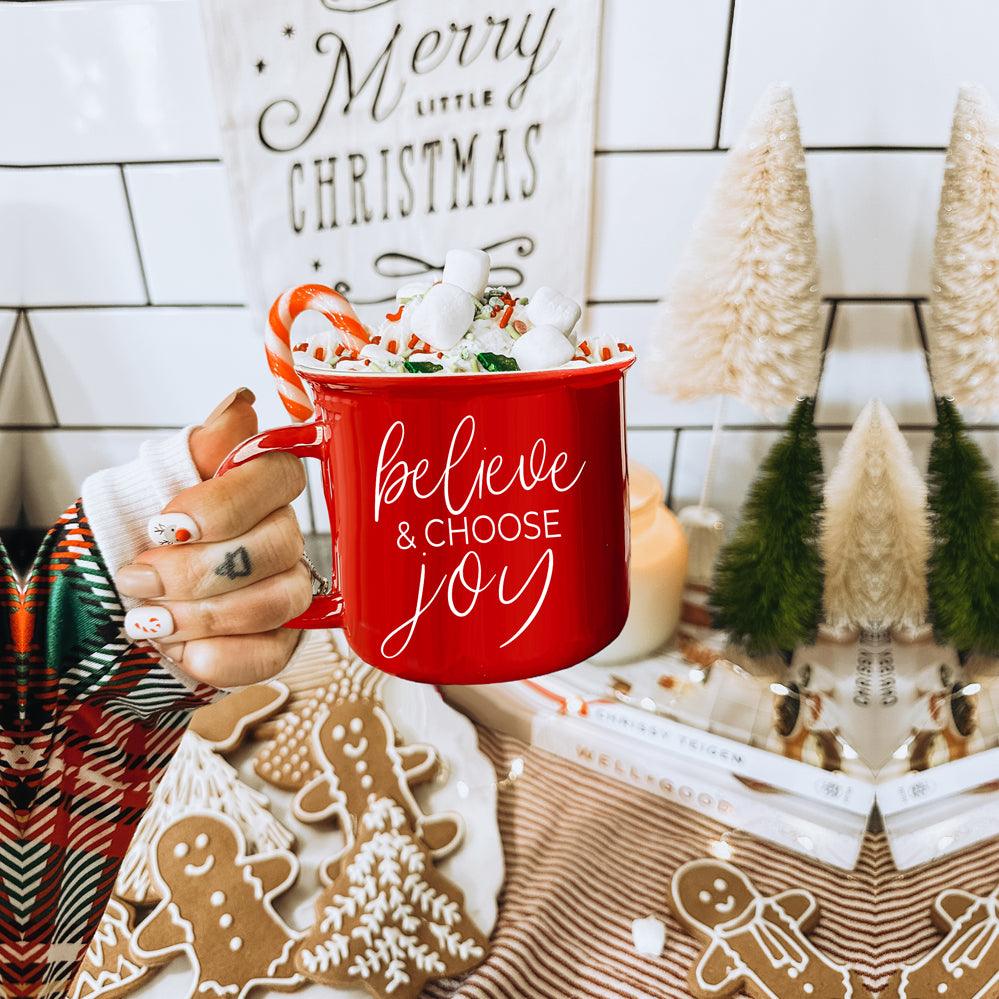 Believe & Joy Christmas Mug PRE-ORDER — Select Your Color