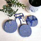Blue & White Braided Rope Coasters (Set of 4)