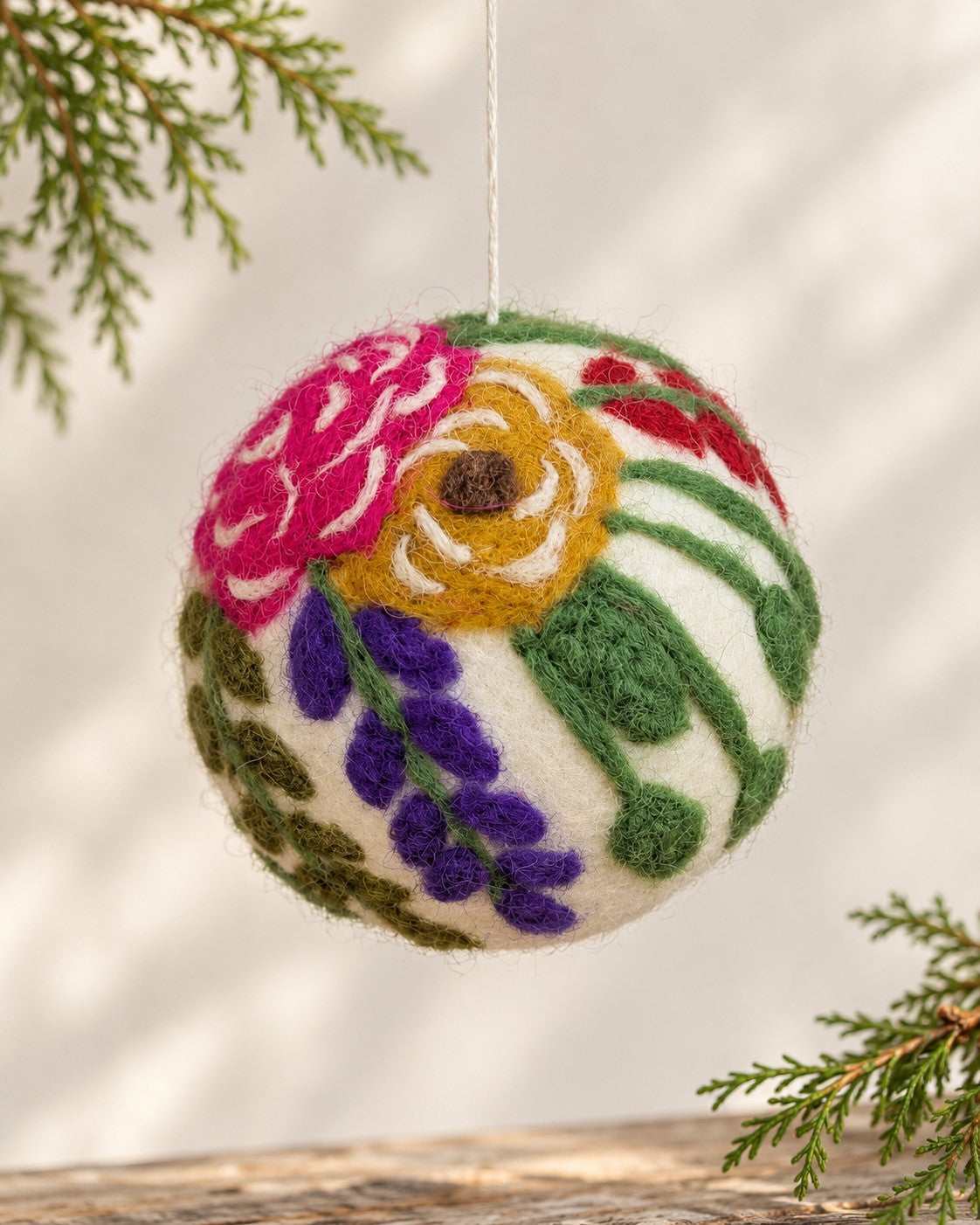 Hand Felted Wool Ball Ornament  - Bouquet
