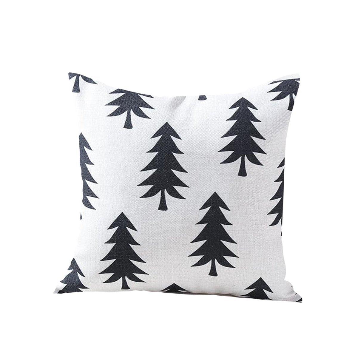 18" Square Black & White Christmas Tree Decorative Pillow Case for Throw Pillow