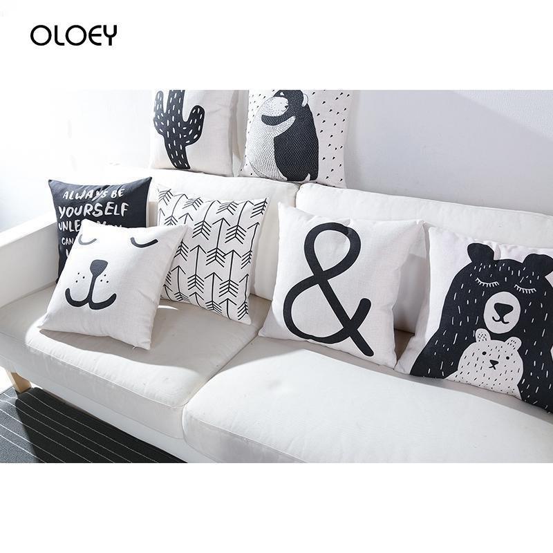 18" Square Black & White Christmas Tree Decorative Pillow Case for Throw Pillow