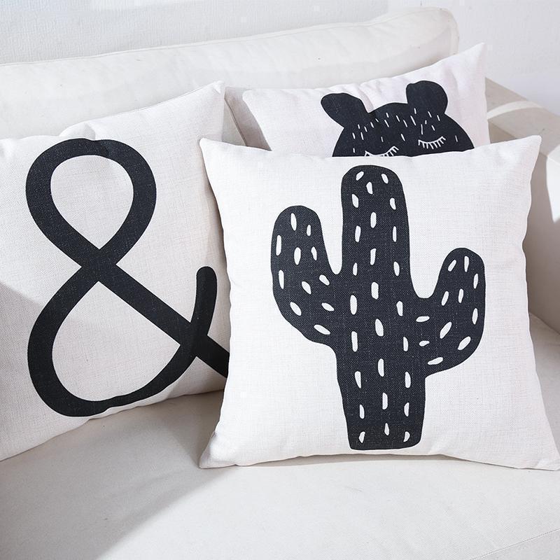 18" Square Black & White Christmas Tree Decorative Pillow Case for Throw Pillow