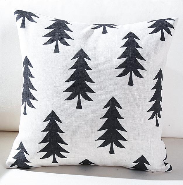 18" Square Black & White Christmas Tree Decorative Pillow Case for Throw Pillow