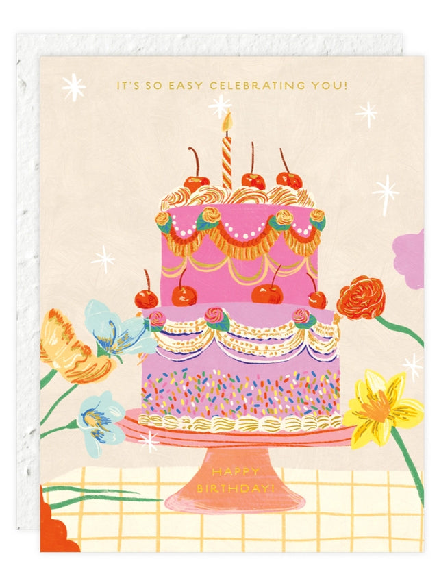 Cherry Cake - Seeded Birthday Card with PLANTABLE seed paper envelope