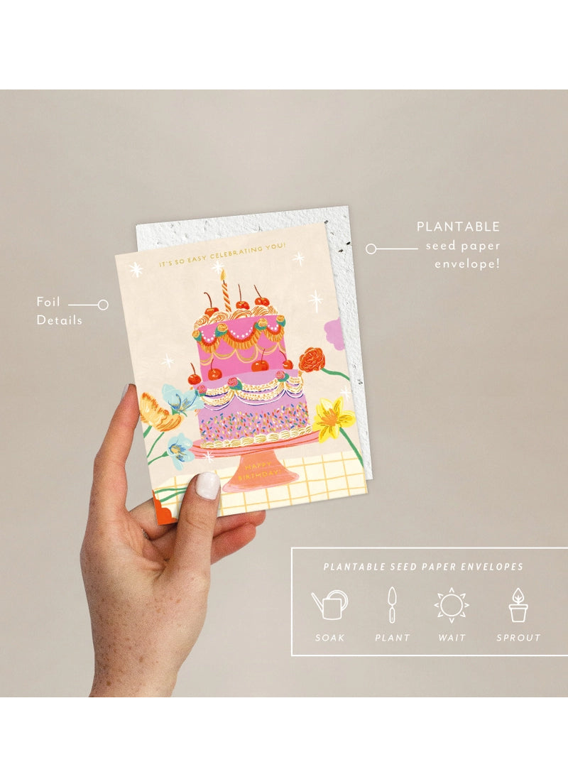 Cherry Cake - Seeded Birthday Card with PLANTABLE seed paper envelope