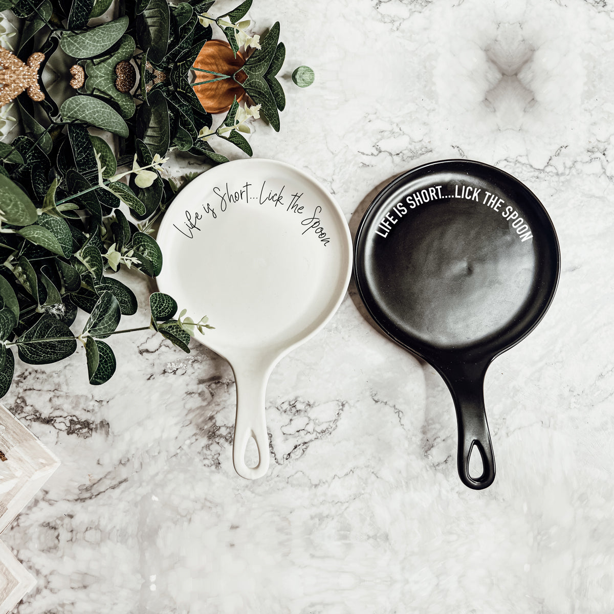 Bold "Life is Short...Lick the Spoon" Spoon Rest & Wooden Spoon — Select Your Color & Spoon