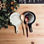 Bold "Life is Short...Lick the Spoon" Spoon Rest & Wooden Spoon — Select Your Color & Spoon