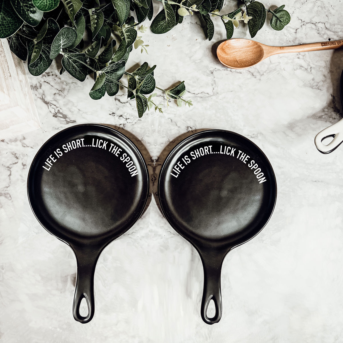 Bold "Life is Short...Lick the Spoon" Spoon Rest & Wooden Spoon — Select Your Color & Spoon