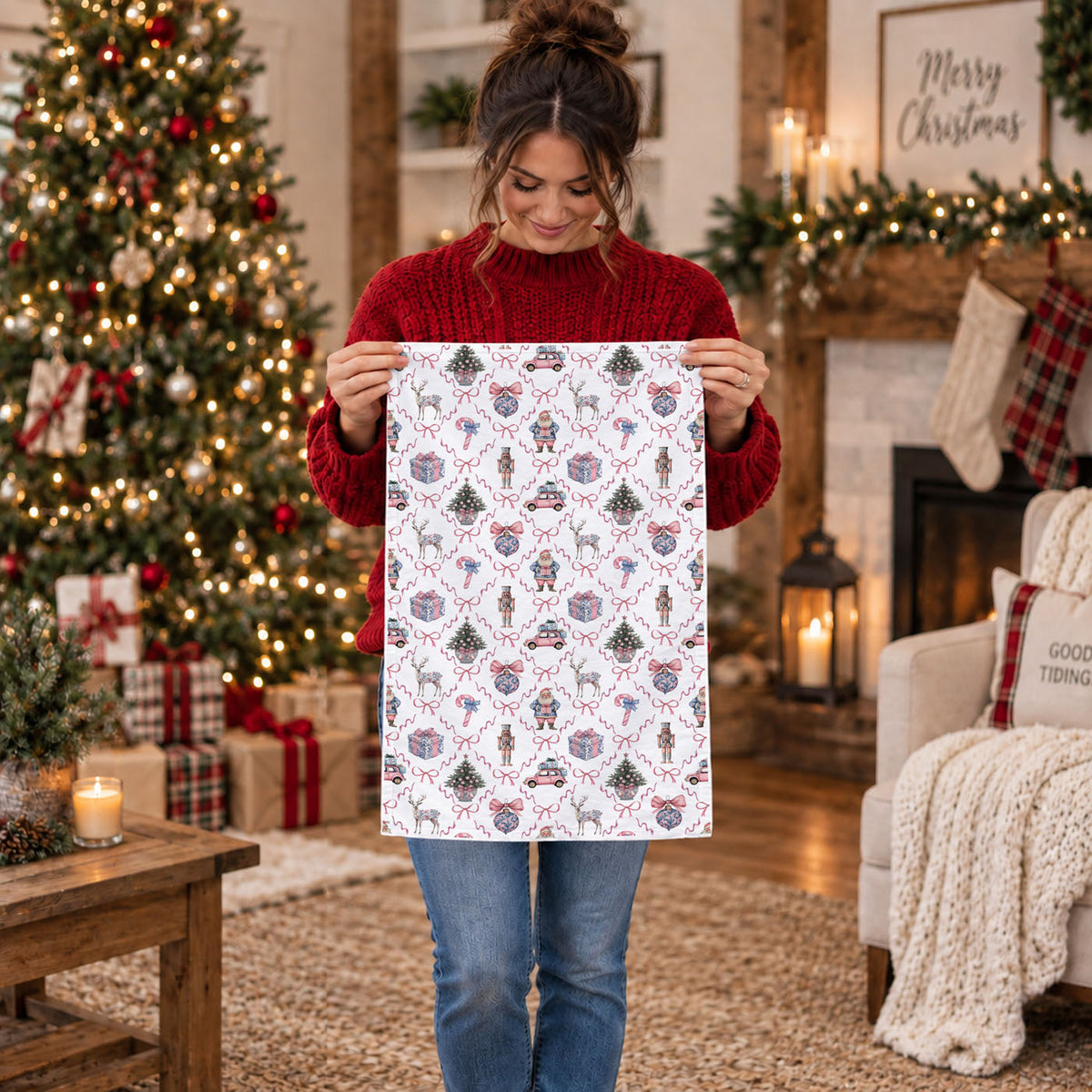Chinoiserie Christmas Kitchen Towel