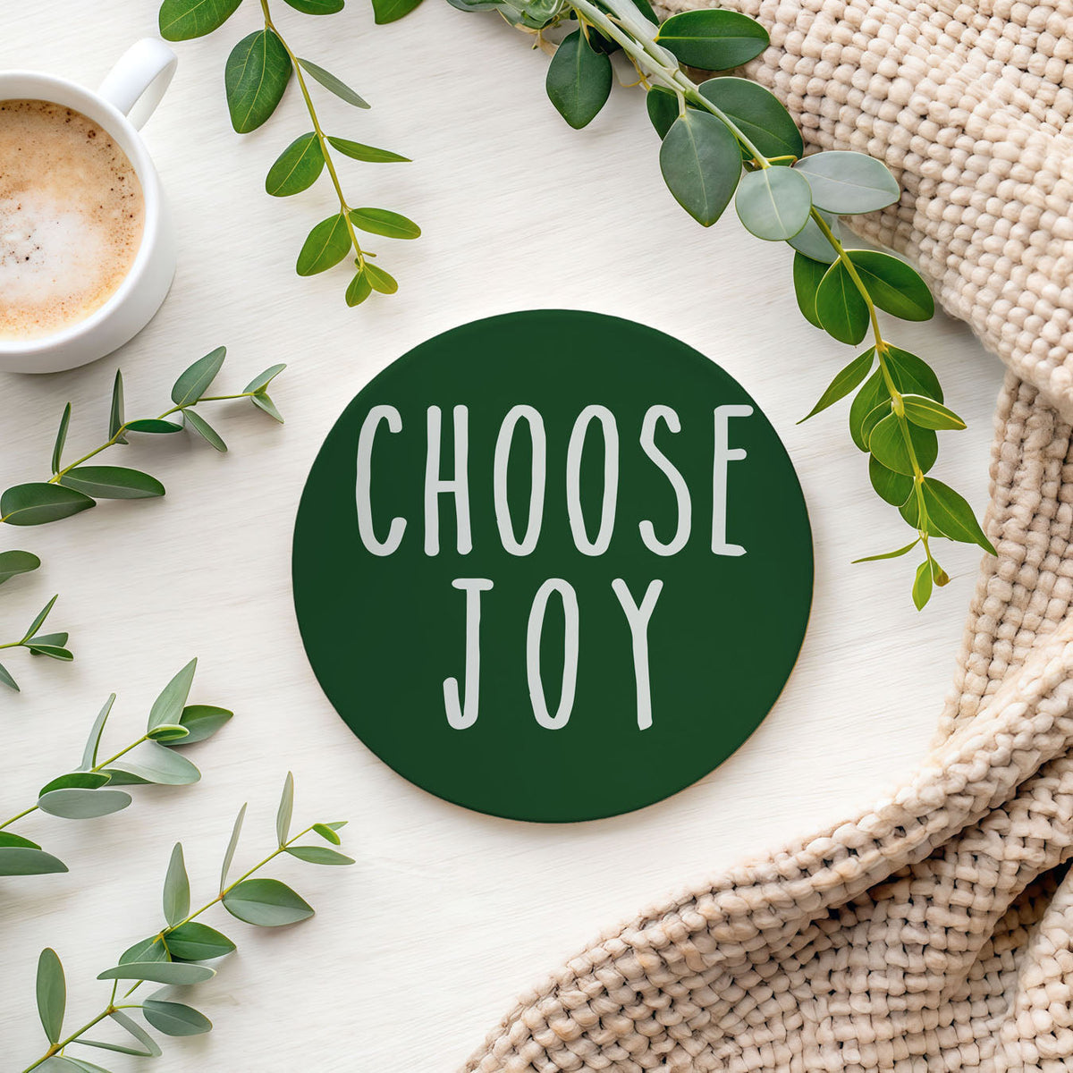 Minimalist Christmas Premium Ceramic Coasters with Cork Back — Select Your Pack & Color