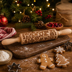 Handmade Wooden Embossed Christmas Rolling Pin Set — Select Your Style & Size
