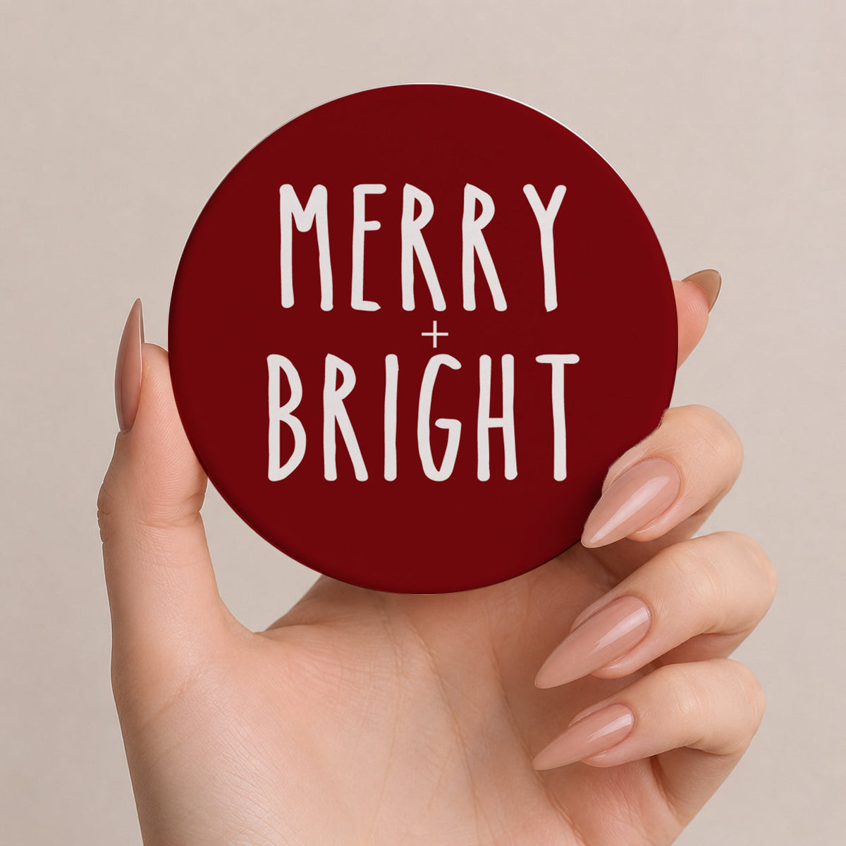 Minimalist Christmas Premium Ceramic Coasters with Cork Back — Select Your Pack & Color