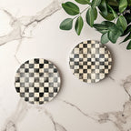 Courtly Check Ceramic Coasters — Select Your Pack & Style
