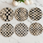 Courtly Check Ceramic Coasters — Select Your Pack & Style