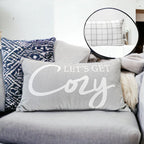 Large "Lets Get Cozy" Reversible Throw Pillow