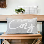 Large "Lets Get Cozy" Reversible Throw Pillow