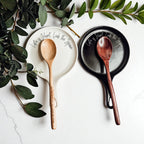 Cursive "Life is Short...Lick the Spoon" Spoon Rest & Wooden Spoon — Select Your Color & Spoon
