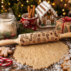 Handmade Wooden Embossed Christmas Rolling Pin Set — Select Your Style & Size