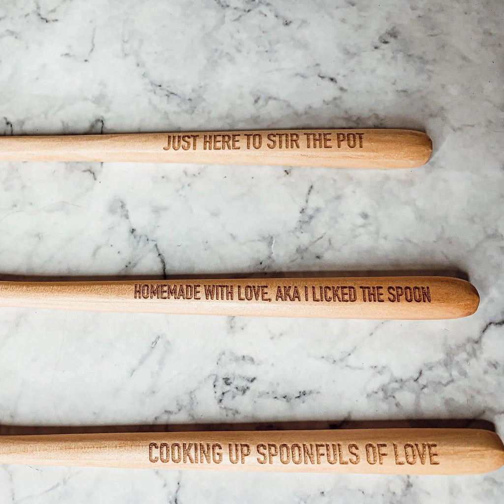 " I Might Lick the Spoon & Keep Cooking" Spoon Rest & Wooden Spoon — Select Your Color & Spoon