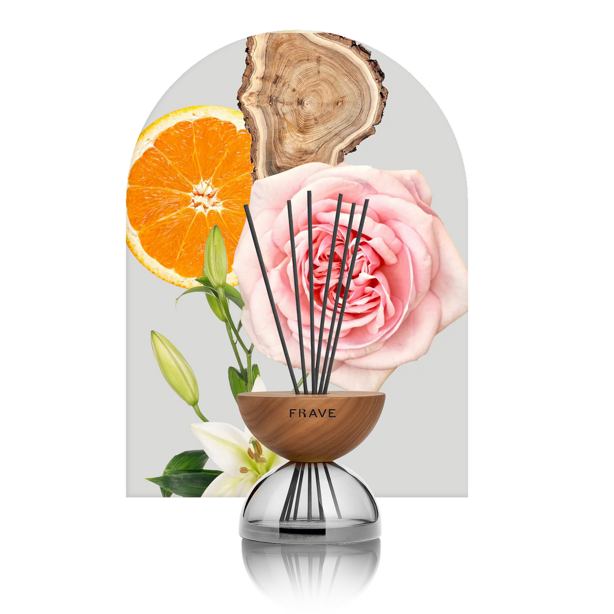 Breath Wood Transparent Glass Reed Diffuser with Aroma Oil