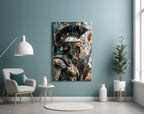 Teal Gold Spartan Helmet Glass Wall Art