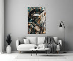 Teal Gold Spartan Helmet Glass Wall Art