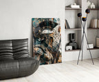 Teal Gold Spartan Helmet Glass Wall Art