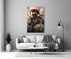 Red Crest Gladiator Shield Glass Wall Art
