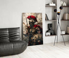 Red Crest Gladiator Shield Glass Wall Art