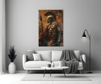 Bare Chested Spartan Spear Glass Wall Art