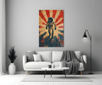 Retro Sun Rays Astronaut Glass Wall Art