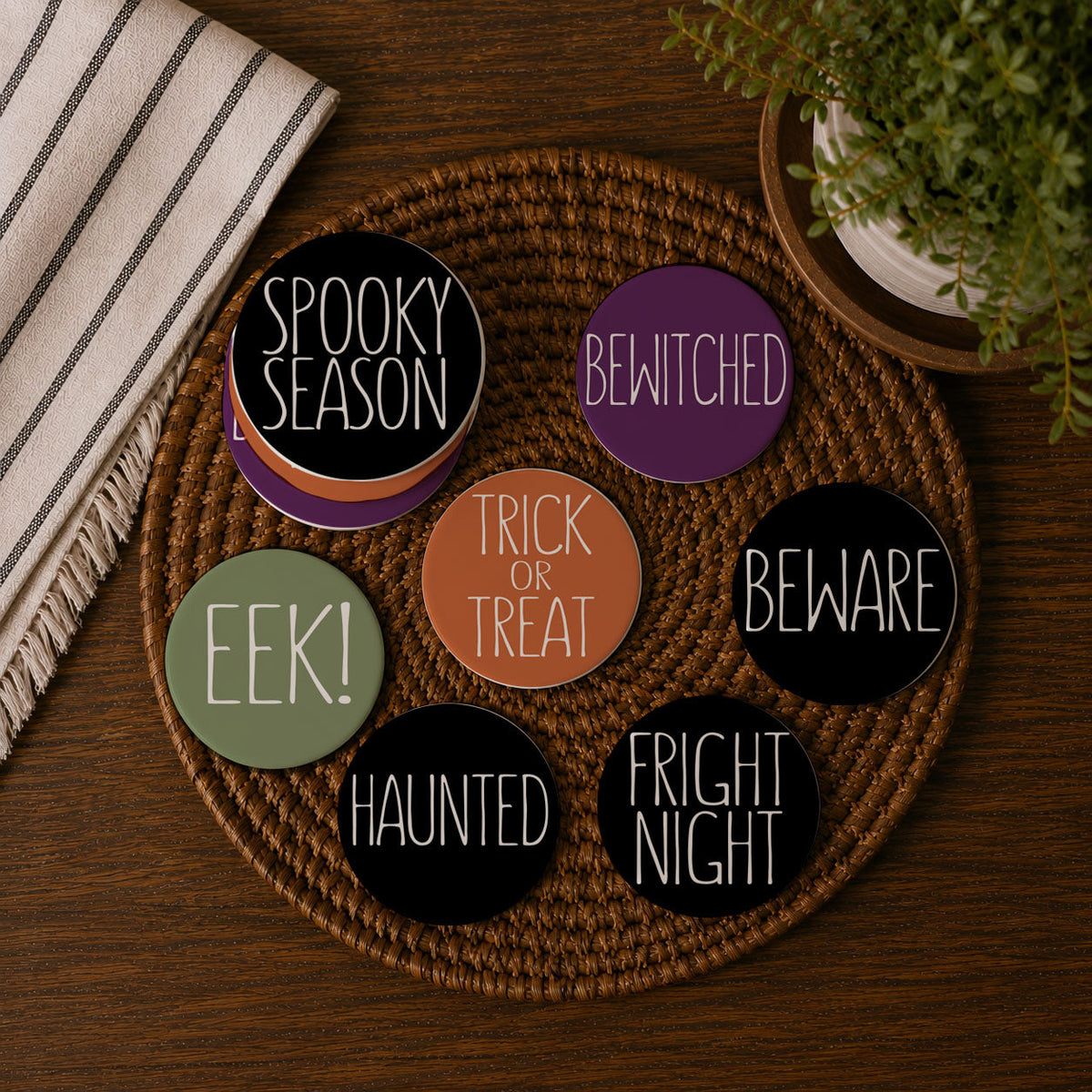 Ceramic Halloween Coasters — Select Your Pack & Style
