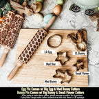 Easter + Spring Wooden Embossed Rolling Pin & Cookie Cutter Set  — Select Your Style & Size