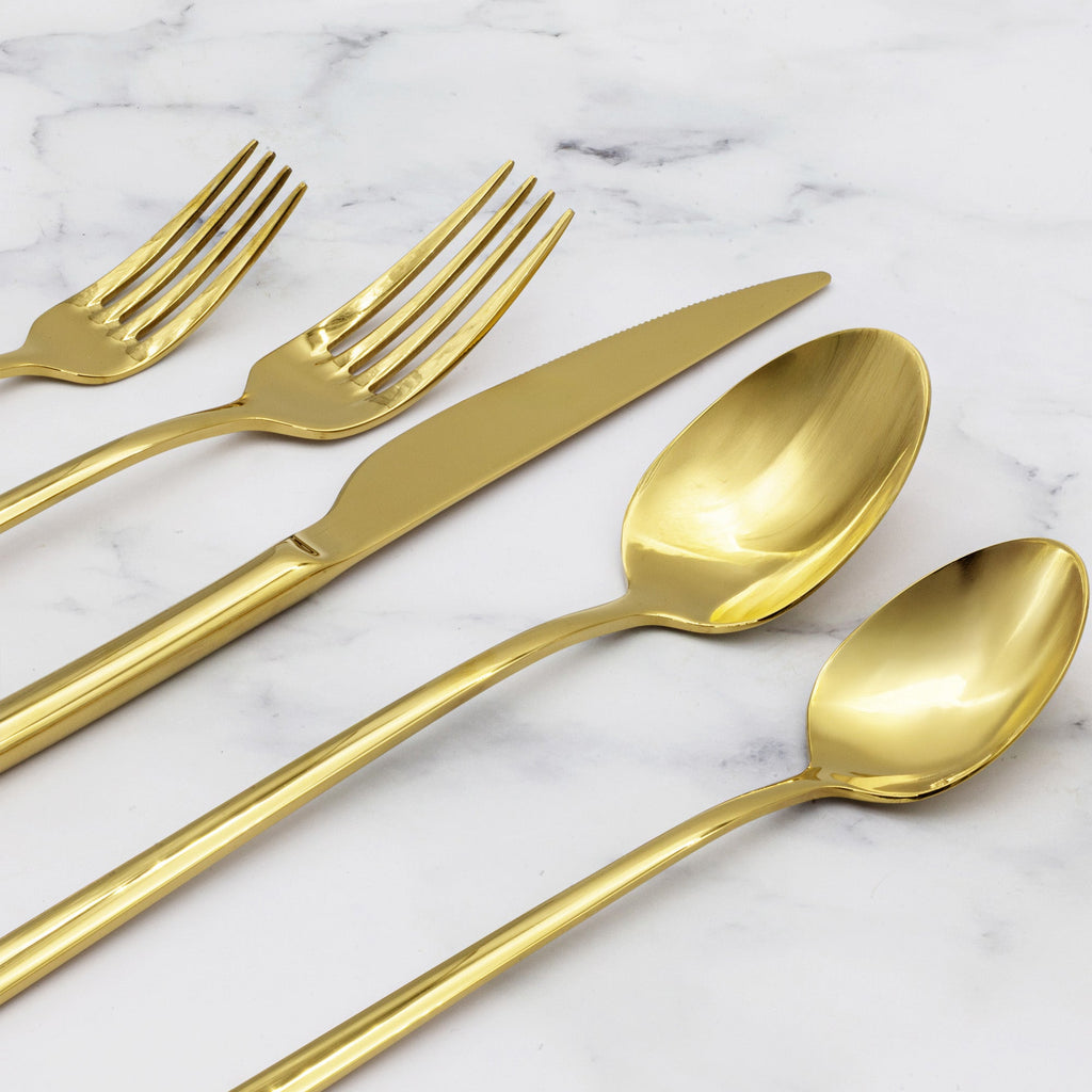 Emilia Mirror Finished 18/10 Stainless Steel 20-Piece Flatware Set — Select Your Finish Color