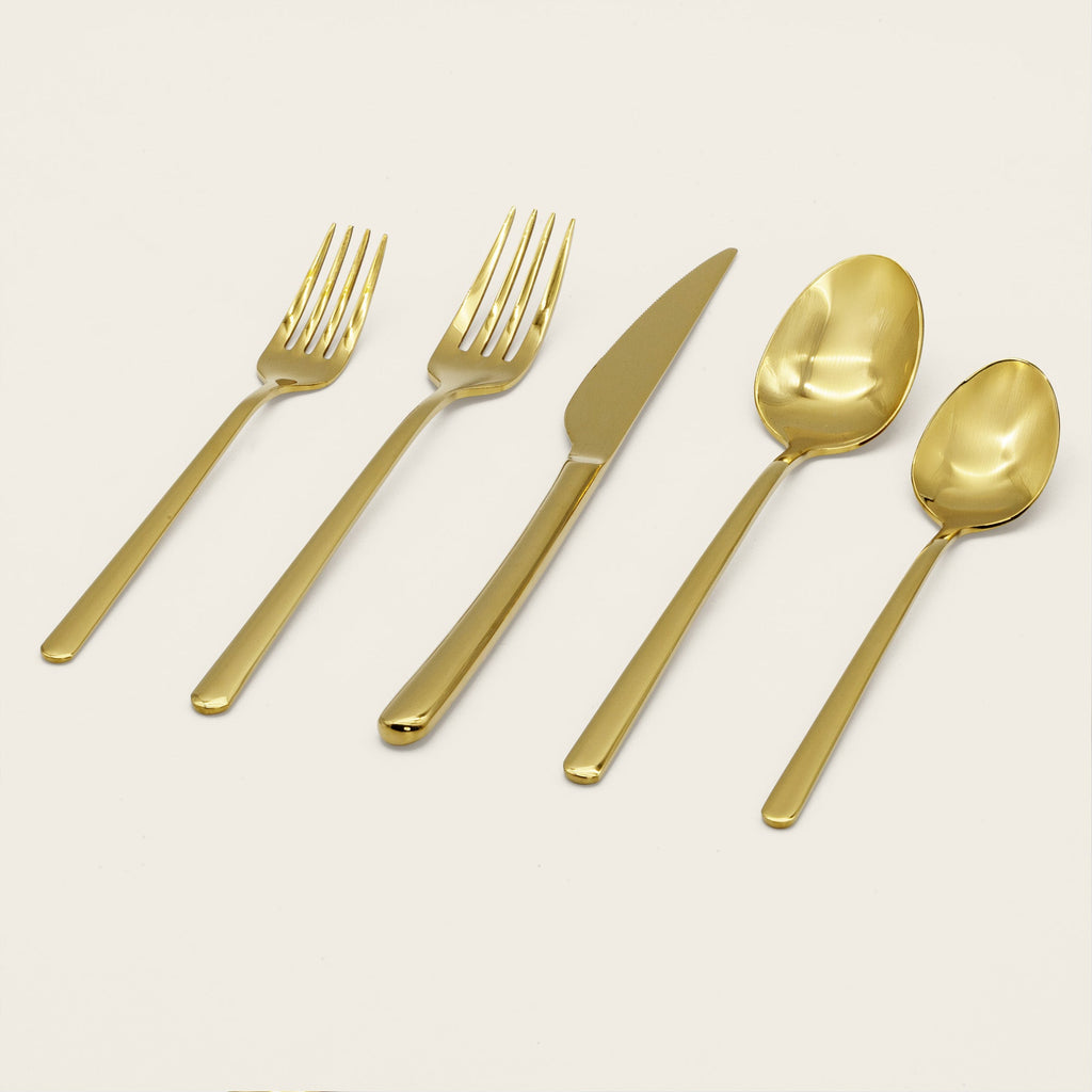 Emilia Mirror Finished 18/10 Stainless Steel 20-Piece Flatware Set — Select Your Finish Color