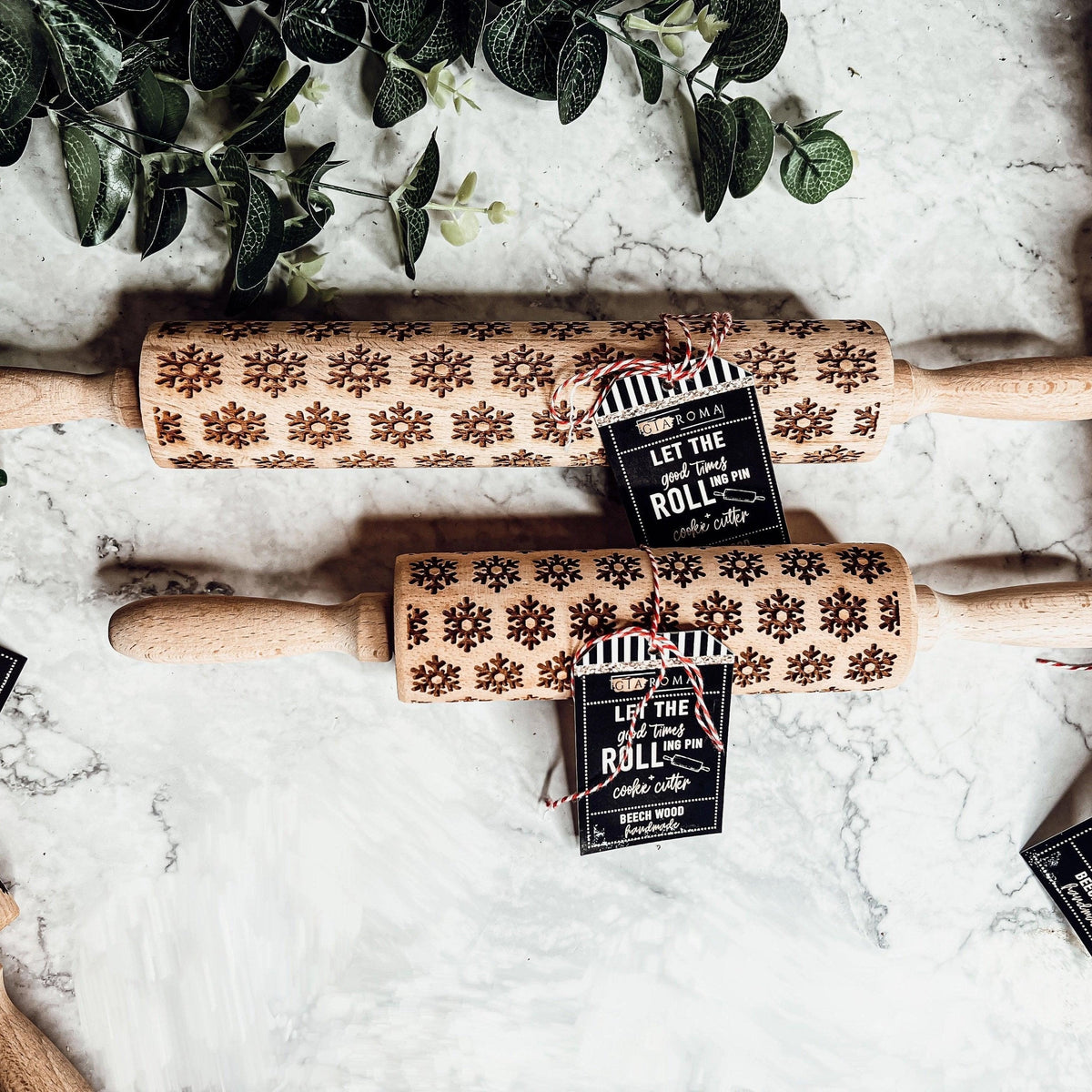 Handmade Wooden Embossed Christmas Rolling Pin Set — Select Your Style & Size