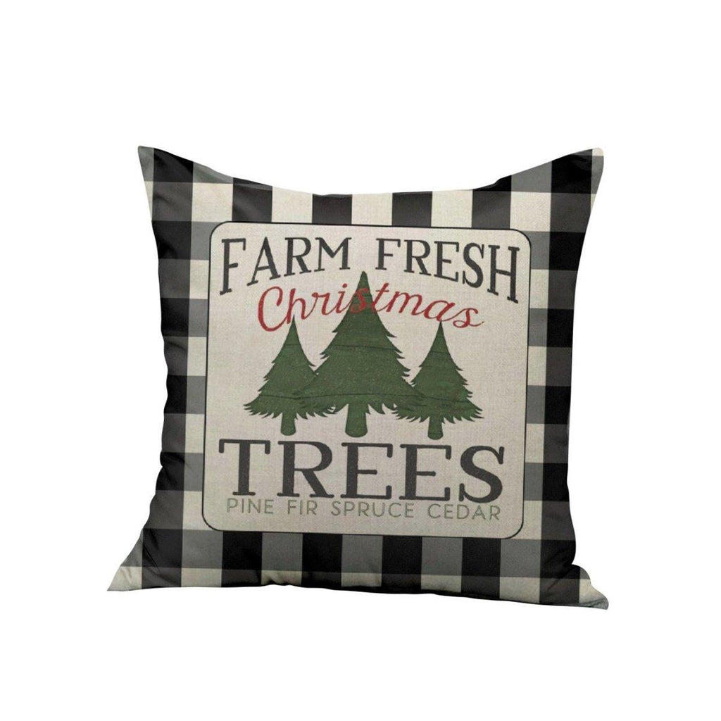 18" Square "Farm Fresh Christmas Trees" Embroidered Linen Decorative Pillow and/or Case