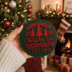 Wooden "Farm Fresh Christmas Trees..." Christmas Ornament — Select Your Color