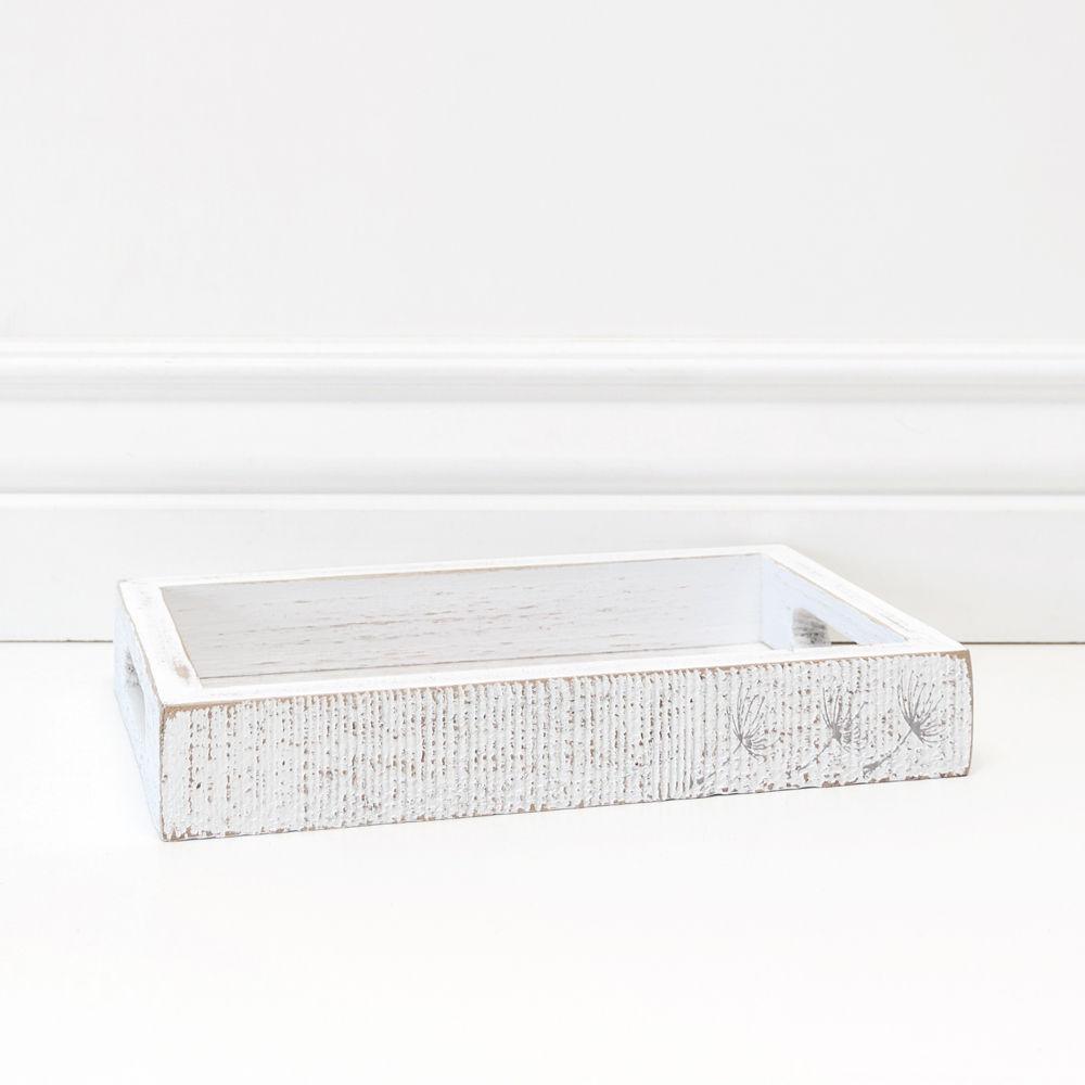 Handmade White Wash Wooden Farmhouse Dandelion Tray